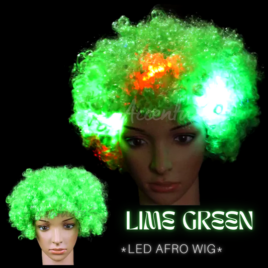 Lime-Green LED Afro Wig