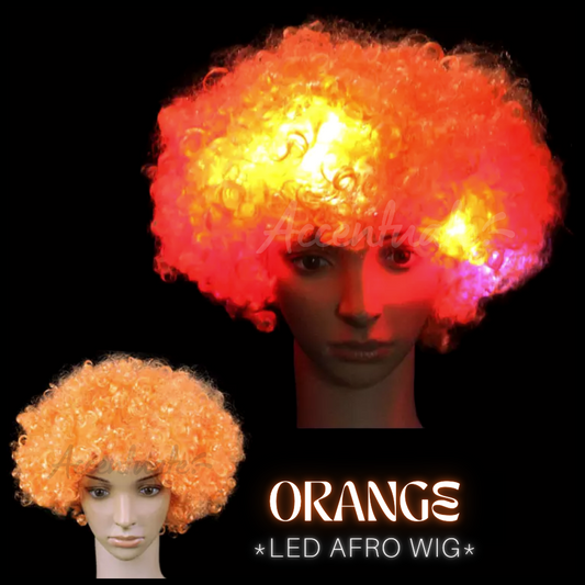 Orange LED Afro Wig