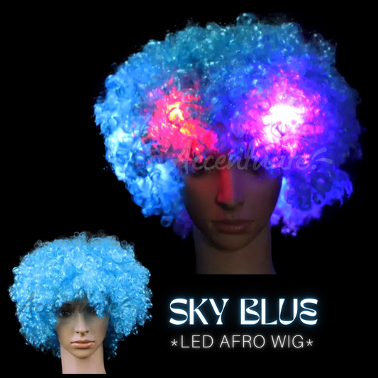 Sky Blue LED Afro Wig