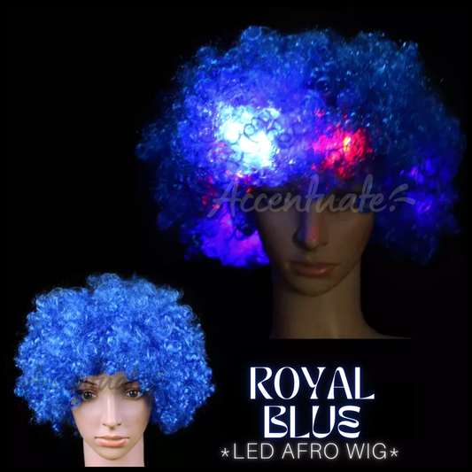 Royal Blue LED Afro Wig