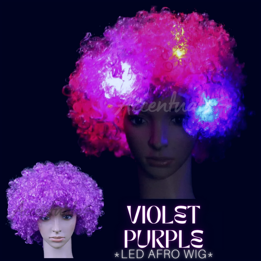 Violet Purple LED Afro Wig