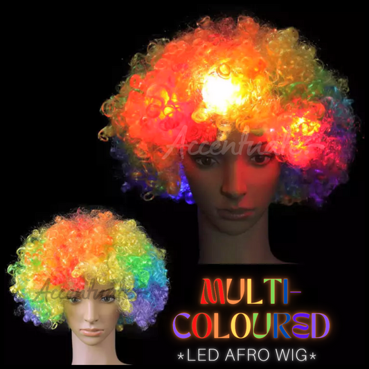 Multi-Coloured LED Afro Wig