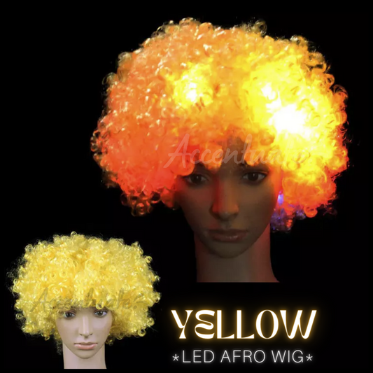 Yellow LED Afro Wig