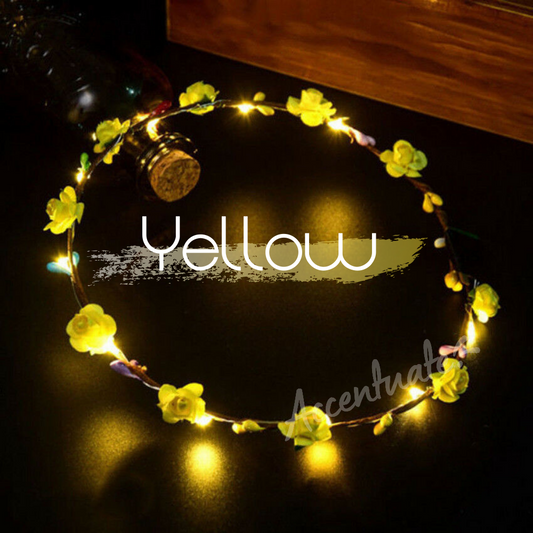 Yellow LED Flower Garland Headband