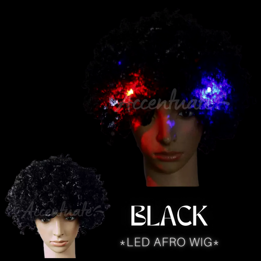 Black LED Afro Wig