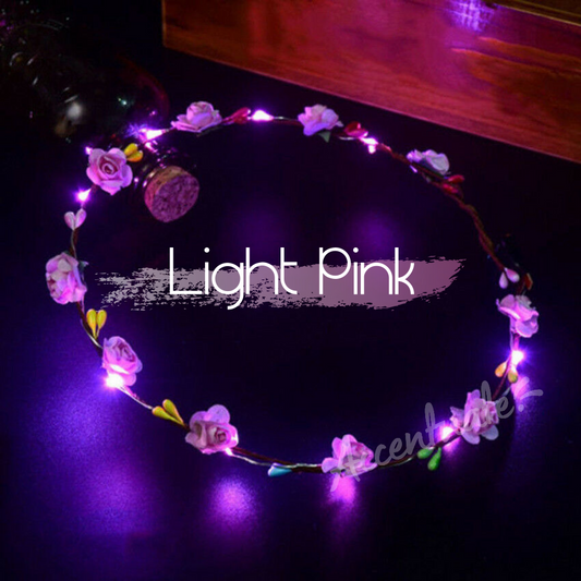 Light Pink LED Flower Garland Headband