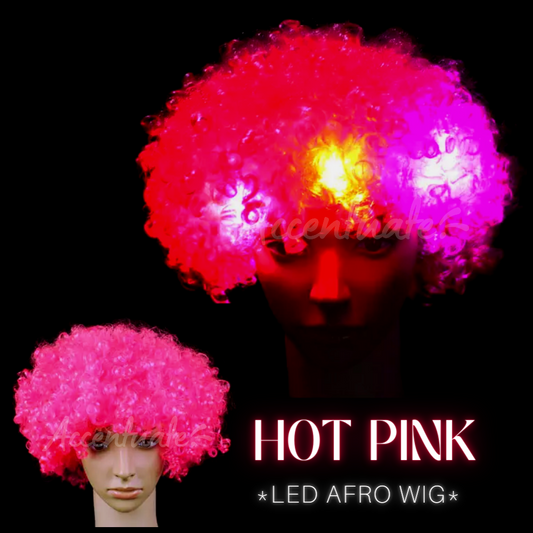 Hot Pink LED Afro Wig