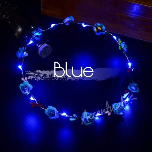 Blue LED Flower Garland Headband