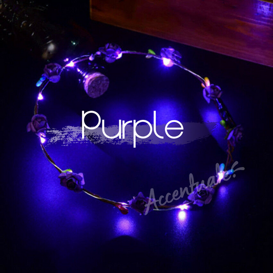 Purple LED Flower Garland Headband