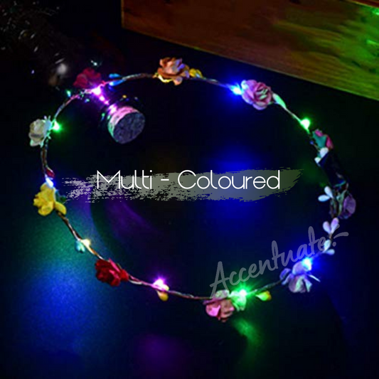 Multi-Coloured LED Flower Garland Headband