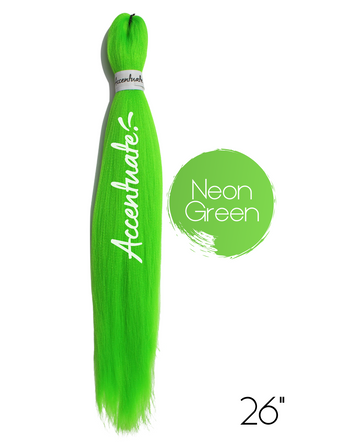 26" Plain Neon Green Pre-Stretched Hair Extension