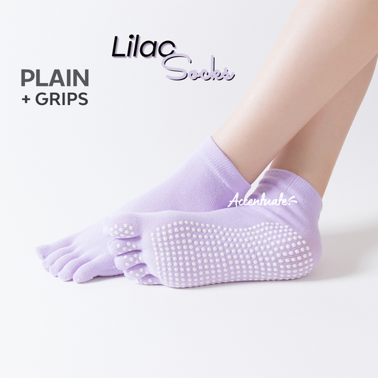 Lilac Plain Yoga Socks / White Grips