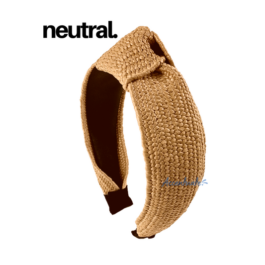 Plain Neutral Toned Twist-Knot Straw Headband