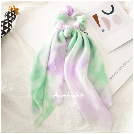 Lilac / Mint Green Wash Tie Dye Scrunchie Scarf