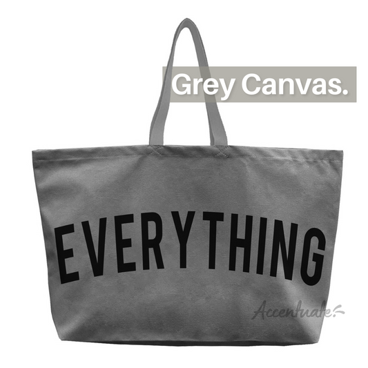Grey Canvas - Large MultiPurpose Tote Bag (with Print)