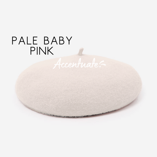 Pale Baby Pink Plain Beret (Adult Size)
