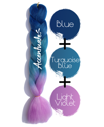 24" Blue + Turquoise Blue + Light Violet Ombré Jumbo Braid Hair Extension