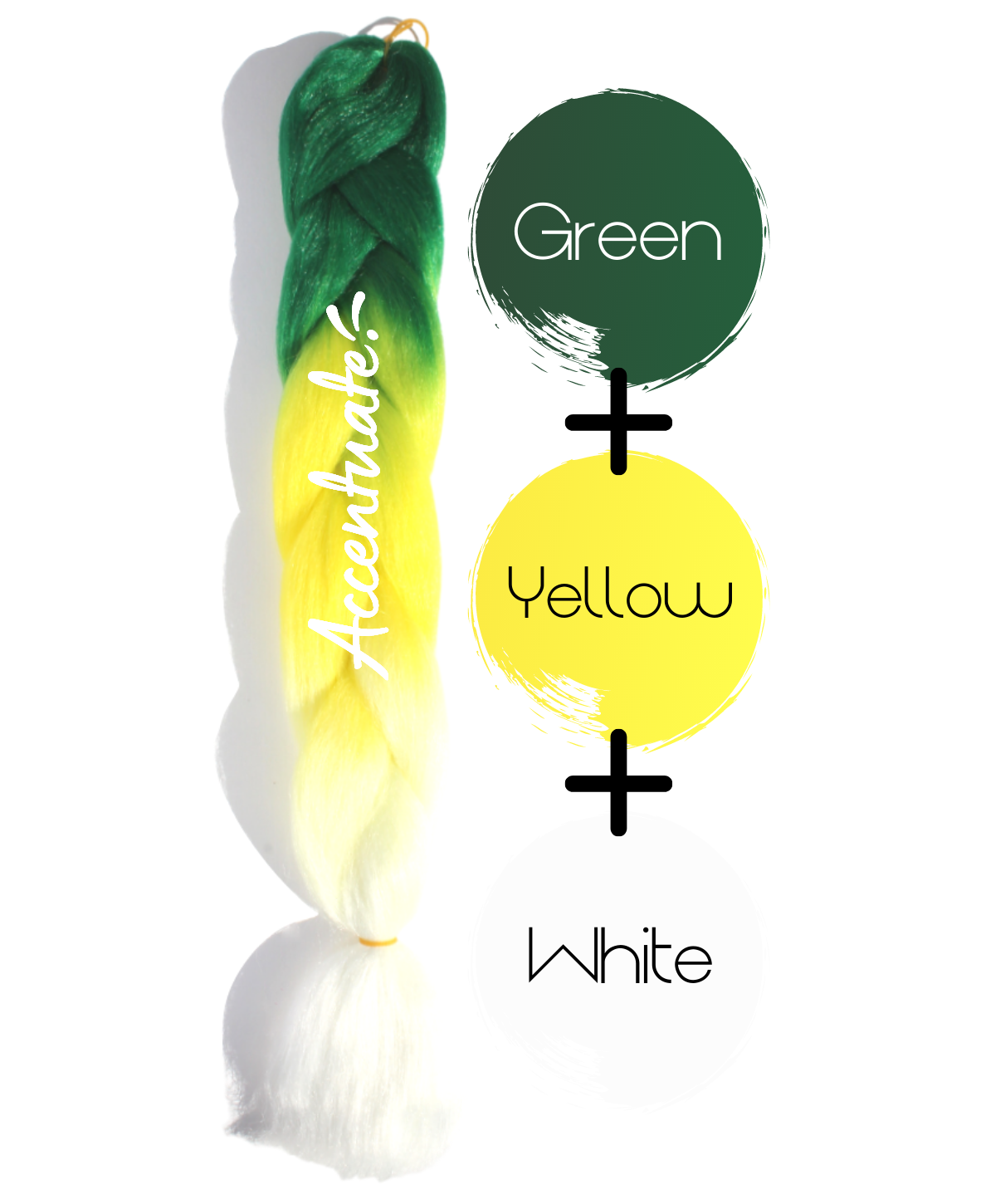 24" Green + Yellow + White Ombré Jumbo Braid Hair Extension