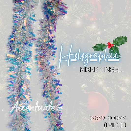 3.5M Wide Tinsel - Holographic Mixed