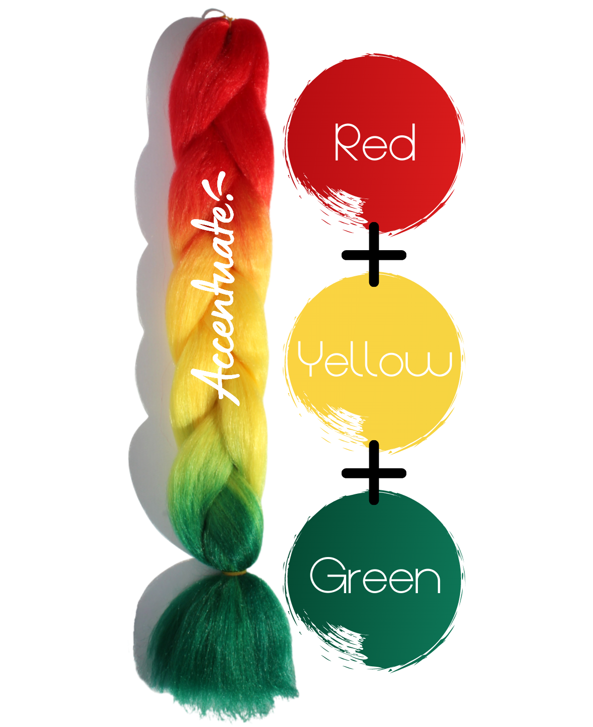 24" Red + Yellow + Green Ombré Jumbo Braid Hair Extension