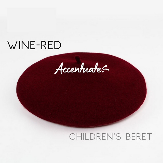 Wine-Red Plain Beret (Children's Size)