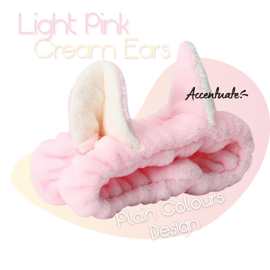 Light Pink / Cream Cat Ears Plain Headband (Adult Size)