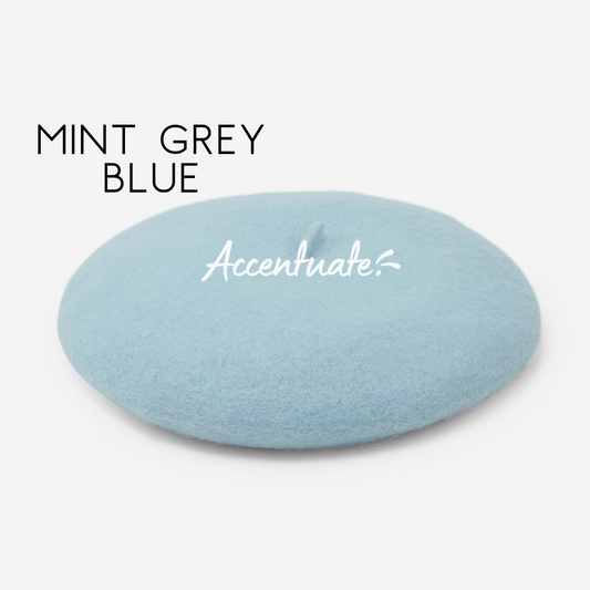 Mint Grey Blue Plain Beret (Adult Size)