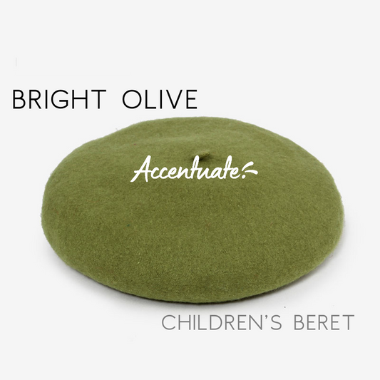 Bright Olive Plain Beret (Children's Size)
