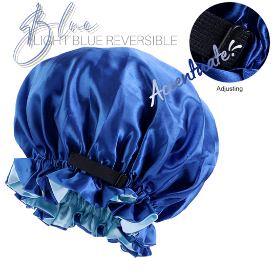 Blue / Light Blue Adjustable Reversible Bonnet (Adult Size)