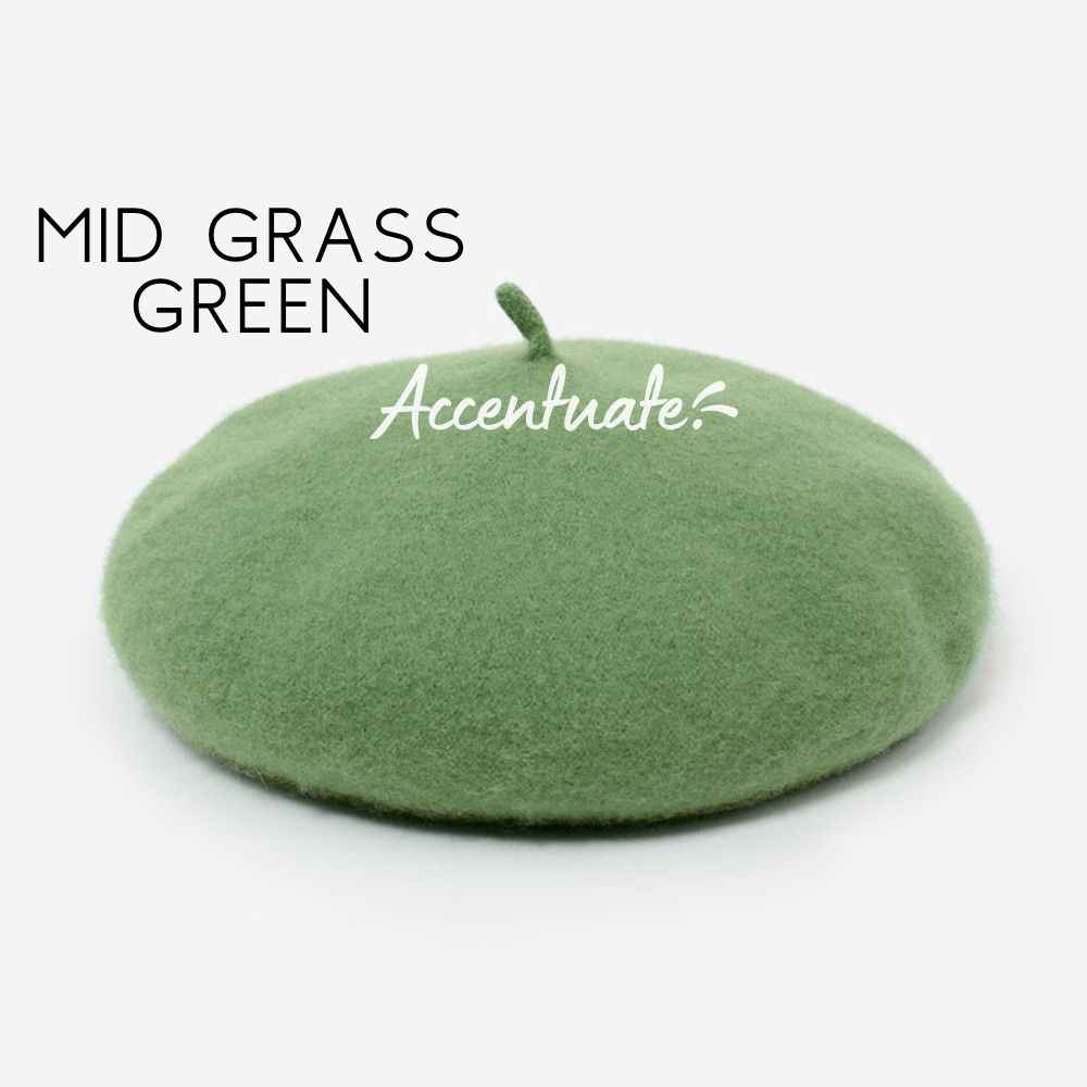 Mid Grass Green Plain Beret (Adult Size)