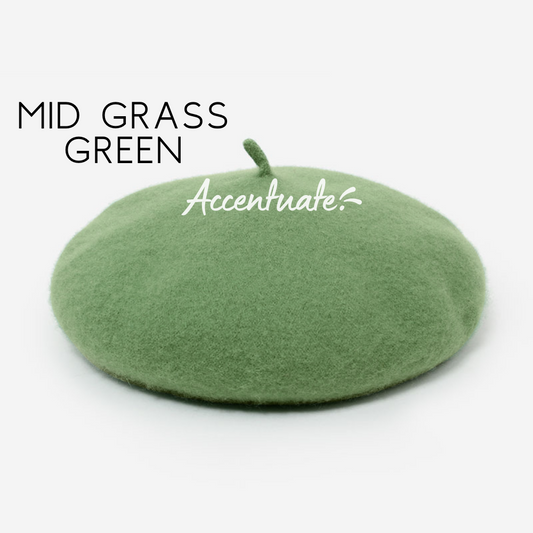 Mid Grass Green Plain Beret (Adult Size)