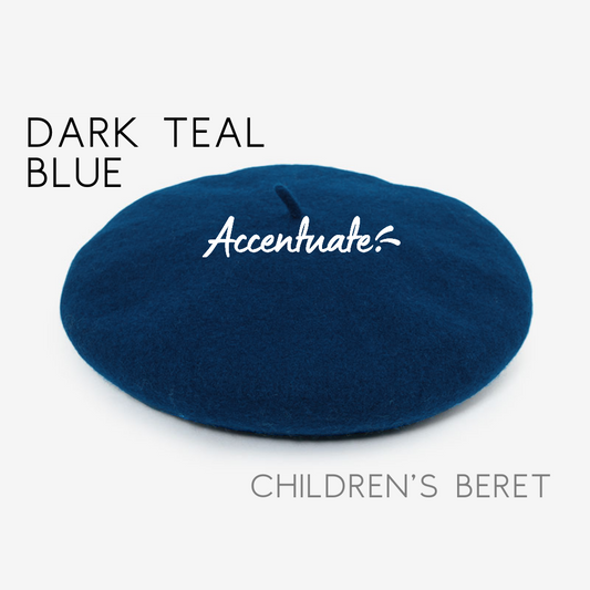 Dark Teal Blue Plain Beret (Children's Size)