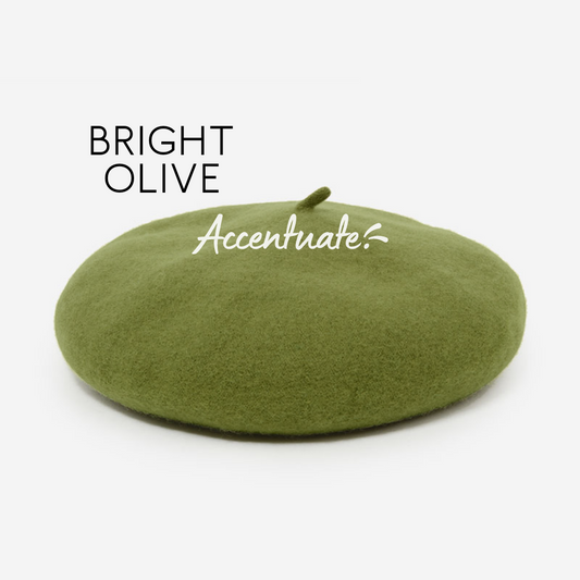 Bright Olive Green Plain Beret (Adult Size)