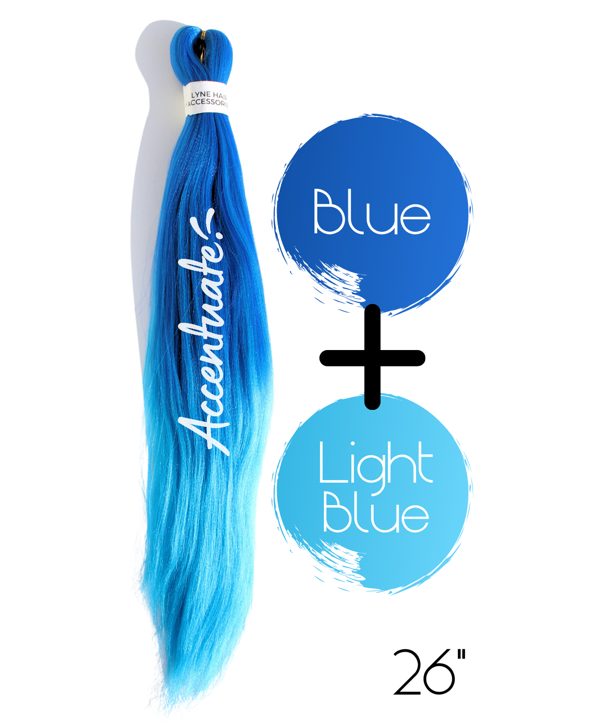 26" Blue / Light Blue Pre-Stretched Ombré Hair Extension