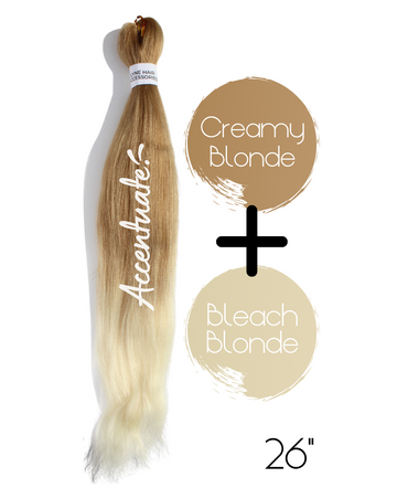 26" Creamy Blonde / Bleach Blonde Pre-Stretched Ombré Hair Extension