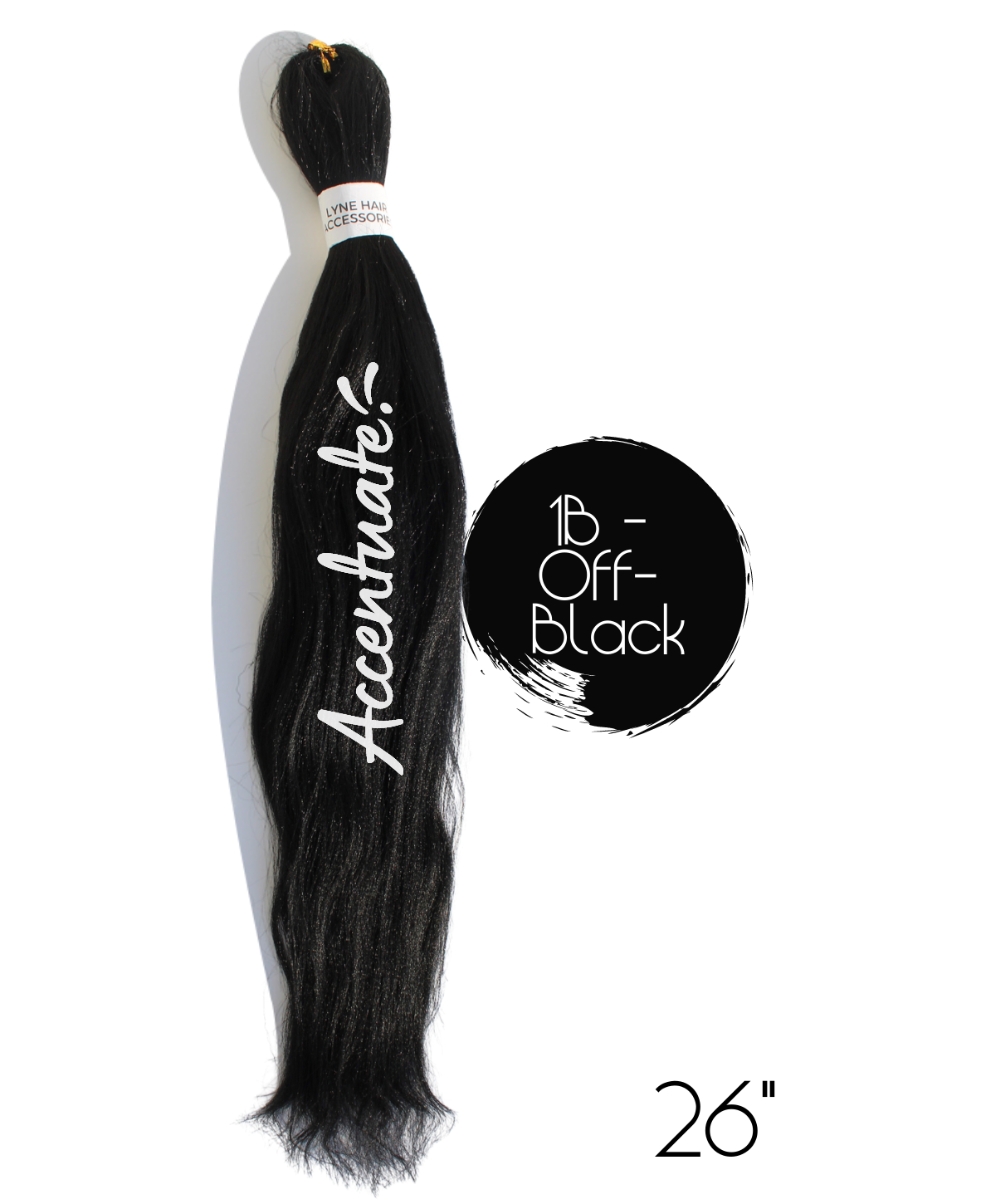 26" Plain 1B - Off Black Pre-Stretched Hair Extension