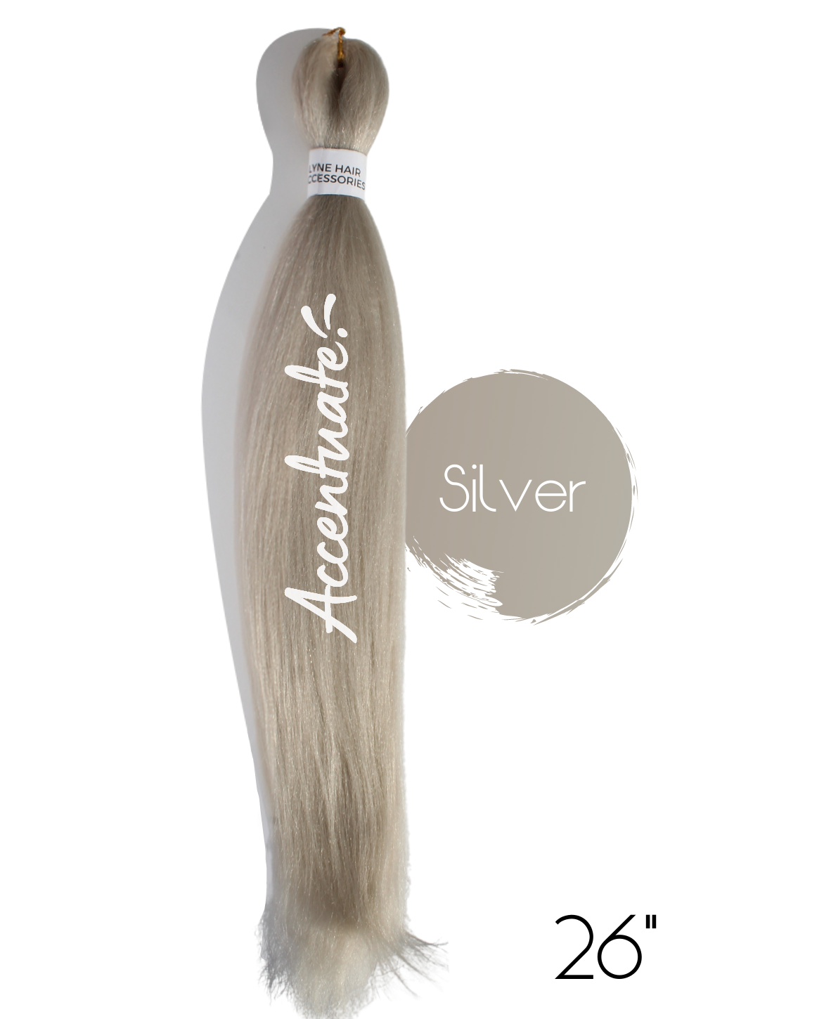 26" Plain Silver Pre-Stretched Hair Extension