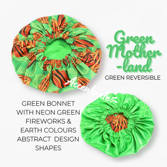 Green Motherland Design / Green Reversible Bonnet (Adult Size)