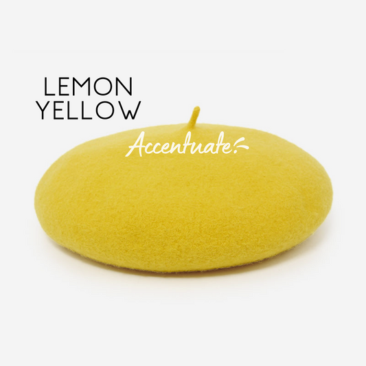 Lemon Yellow Plain Beret (Adult Size)