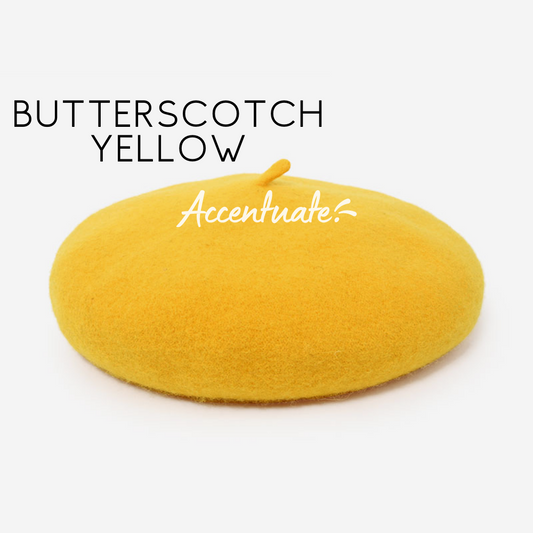 Butterscotch Yellow Plain Beret (Adult Size)
