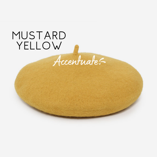 Mustard Yellow Plain Beret (Adult Size)