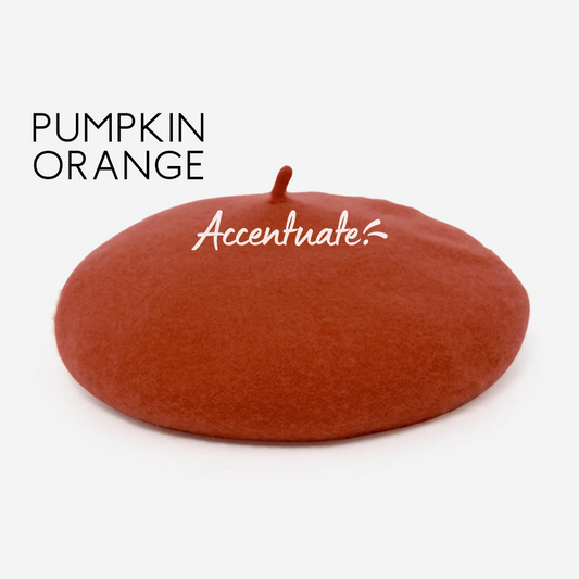 Pumpkin Orange Plain Beret (Adult Size)
