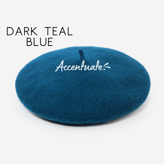 Dark Teal Blue Plain Beret (Adult Size)