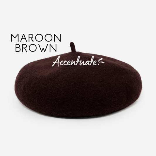 Maroon Brown Plain Beret (Adult Size)