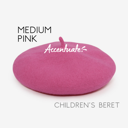 Medium Pink Plain Beret (Children's Size)