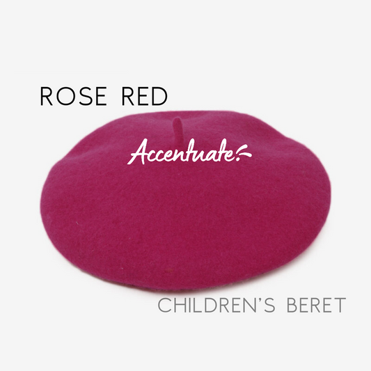 Rose Red Plain Beret (Children's Size)