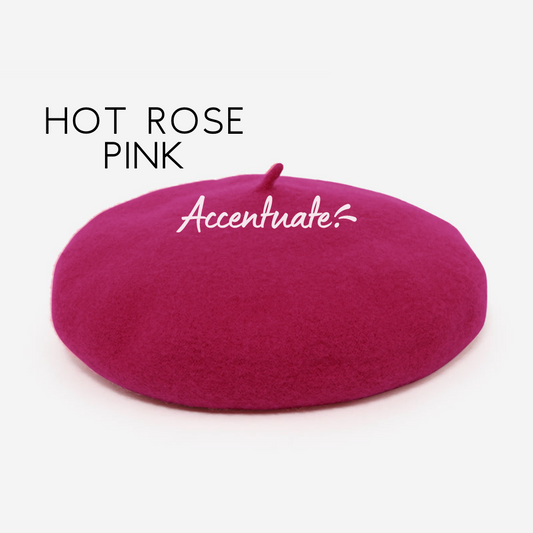 Hot Rose Pink Plain Beret (Adult Size)