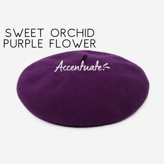 Sweet Orchid Purple Flower Plain Beret (Adult Size)