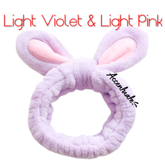 Light Violet & Light Pink Bunny Wire Ears Plain Spa Headband (Adult Size)