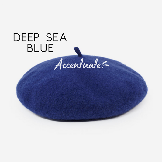 Deep Sea Blue Plain Beret (Adult Size)